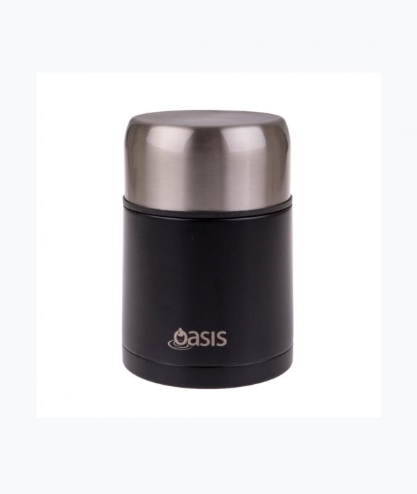 Matte Black 800ml Food Flask with spoon