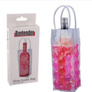 Pink wine cooler bag with freezer gel
