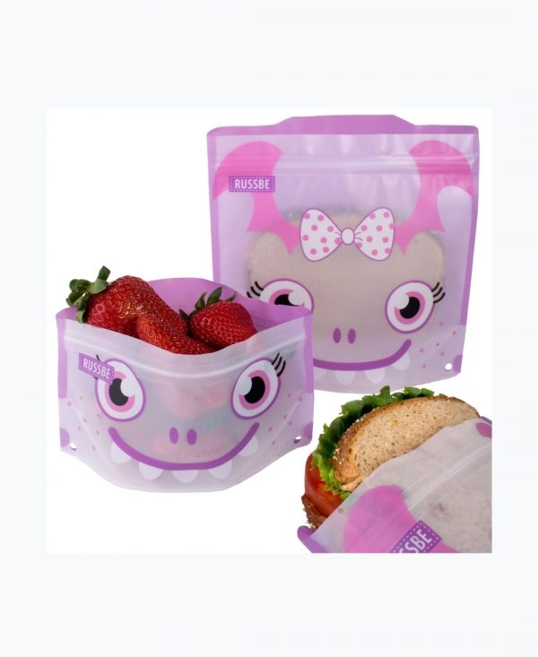 Purple Monster Design - Reusable Snack & Sandwich Pack (4 pack)