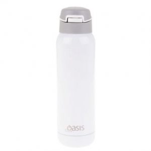White 500ml Sports Bottle with straw